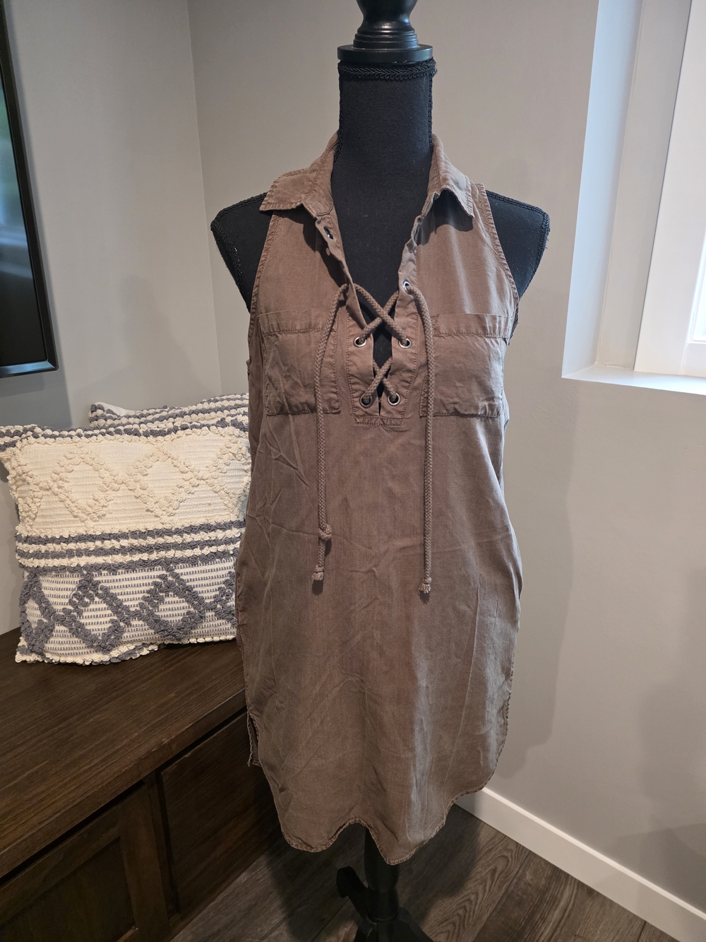 Sleeveless Olive Green Dress